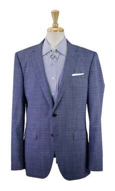 Hugo Boss Current Royal Blue Plaid 2-Btn Wool Stretch Blazer Jacket 42L